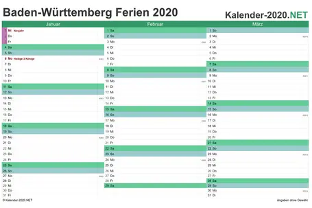 Ferien Baden Wurttemberg 2020 Ferienkalender Ubersicht