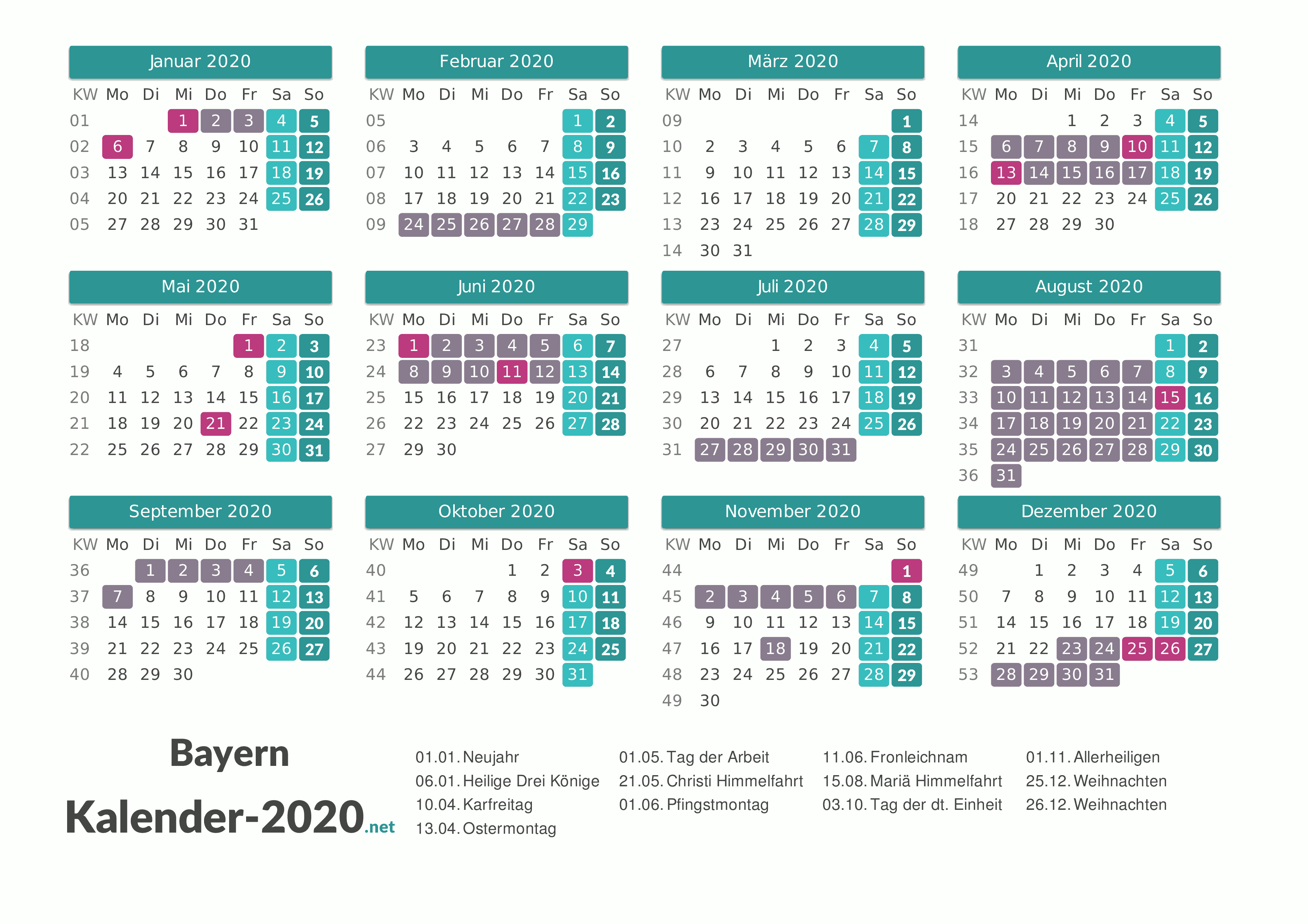 FERIEN Bayern 20   Ferienkalender & Übersicht
