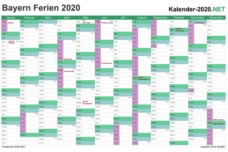 FERIEN Bayern 2020 - Ferienkalender & Übersicht
