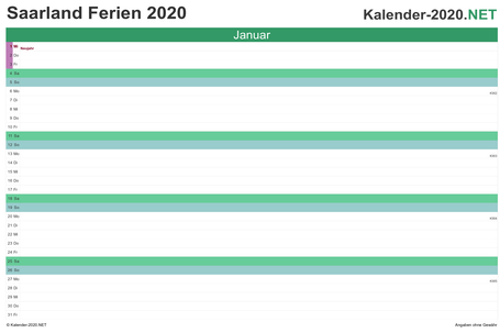 Monatskalender mit Ferien Saarland 2020 Monatskalender mit Ferien Saarland 2020 Vorschau
