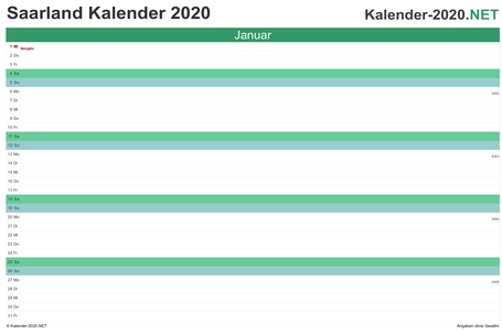 Saarland Monatskalender 2020 Saarland Monatskalender 2020 Vorschau