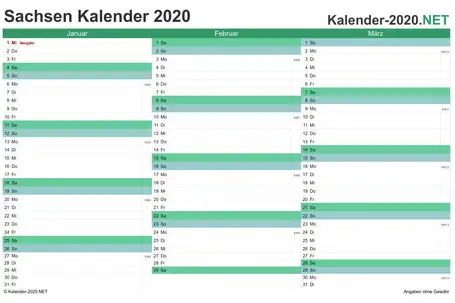 Sachsen Quartalskalender 2020 Sachsen Quartalskalender 2020 Vorschau