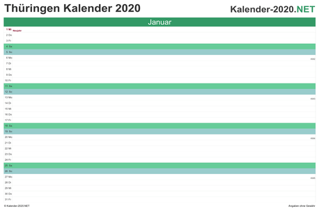 Thüringen Monatskalender 2020 Thüringen Monatskalender 2020 Vorschau